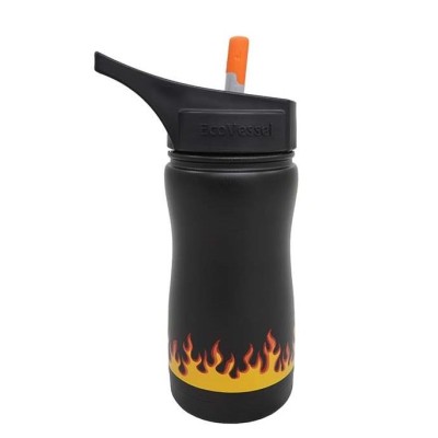 Eco Vessel Frost Kids Insulated Bottle With Straw Termos 0.40 Litre-SİYAH-Eco Vessel