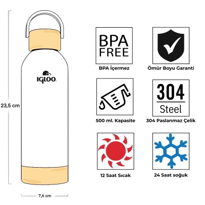 Igloo Hydrate Pro Termos 500ml-BEYAZ-Igloo Igloo Hydrate Pro Termos 500ml-BEYAZ-Igloo
