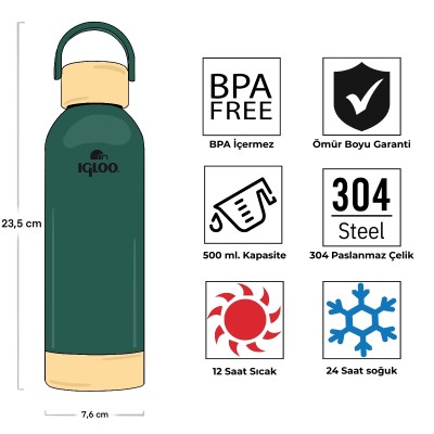 Igloo Hydrate Pro Termos 500ml-YEŞİL-Igloo