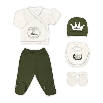Sema Baby Prens Lüks 5 Parça Hastane Çıkışı Zıbın Seti - Yeşil-Sema Baby Sema Baby Prens Lüks 5 Parça Hastane Çıkışı Zıbın Seti - Yeşil-Sema Baby