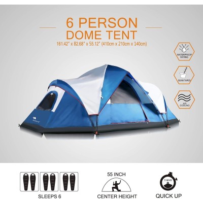 MobiHome DomeHike 6 Kişilik Otomatik Çadır-MAVİ-MobiHome