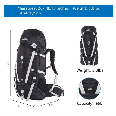 QuickUP Hiking Sırt Çantası 65 Litre-SİYAH-Quick Up