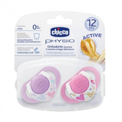 Chicco 2 li Physio Kauçuk Emzik 12 ay+ Kız-Chicco