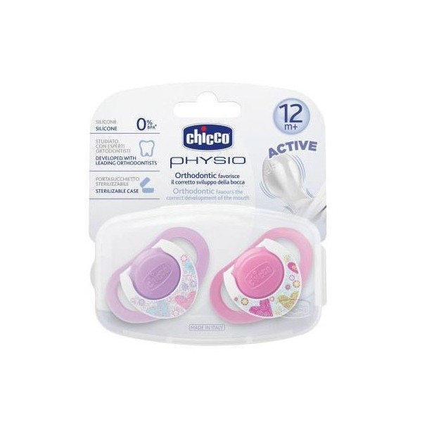 Chicco Physio Compact 2 li Silikon Emzik 12 ay+ Kız - 8058664059294