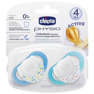 Chicco Physio Kauçuk Emzik +4ay - Mavi-Chicco