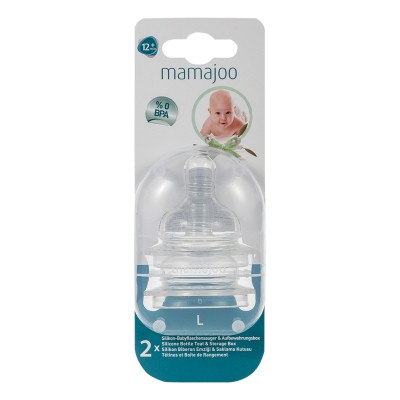 Mamajoo %0 BPA Silikon Biberon Emziği İkili L No.3 12 ay+-Mamajoo