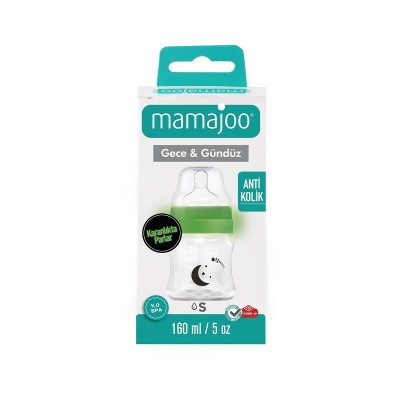 Mamajoo Gece & Gündüz Biberonu 160 ml & Anti-Kolik Biberon Emziği No:1 / S-Mamajoo