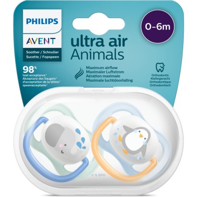 Philips Avent Ultra Air Animals 2li Emzik 0-6 Ay - Erkek-Philips Avent