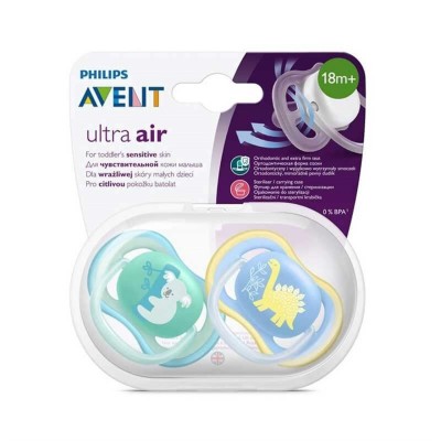 Philips Avent Ultra Air Karanlıkta Parlayan 2li Desenli Gece Emziği +18 Ay - Erkek-Philips Avent