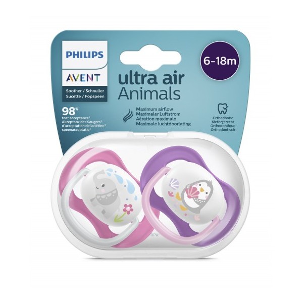 Philips Avent Ultra Air Animals 2li Desenli Emzik 6-18 Ay - Kız