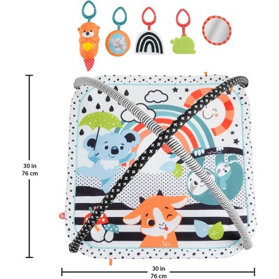 Fisher Price Neşeli Hayvanlar 3'ü 1 Arada Jimnastik Merkezi Oyun Halısı-Fisher Price