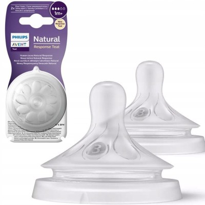 Philips Avent Natural Response 2'li Biberon Emziği, 3 Numara, 1 Ay+-Philips Avent