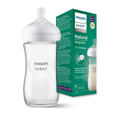 Philips Avent Natural Response Cam Biberon 1 Ay+ 240 ml, Tepkili Biberon Emziği SCY933/01-Philips Avent