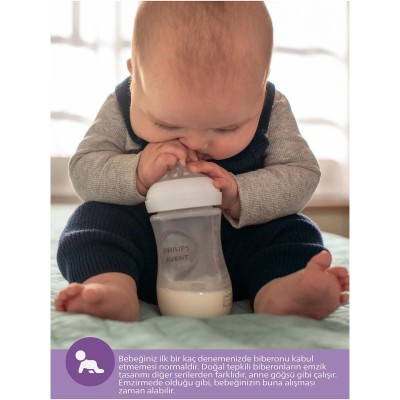 Philips Avent Natural Response PP 2'li Biberon Seti, 1+ Ay 260ml SYC903/02-Philips Avent