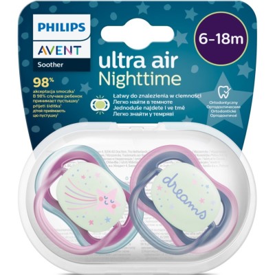 Philips Avent Ultra Air Night Karanlıkta Parlar Gece Emziği 6-18 ay Kız-Philips Avent