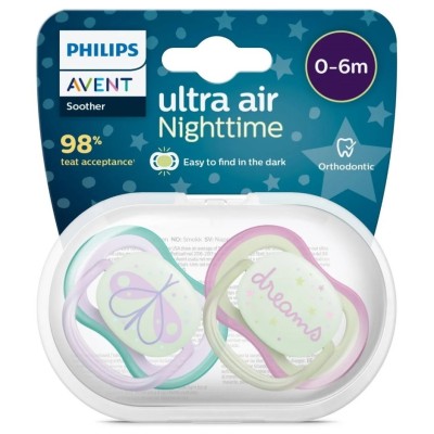 Philips Avent Ultra Air Night Karanlıkta Parlar Gece Emziği 0-6 ay Kız SCF376/19-Philips Avent