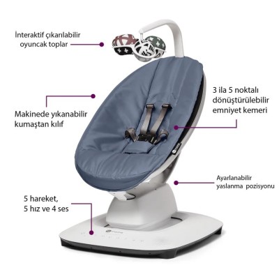 4Moms Mamaroo 5.0 Elektrikli Ana Kucağı - Slate Blue-4moms