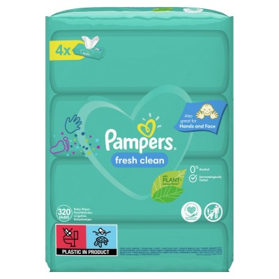 Prima Pampers Baby Yenidoğan Fresh Clean Islak Havlu 80x4 Adet (320 Yaprak)-Prima