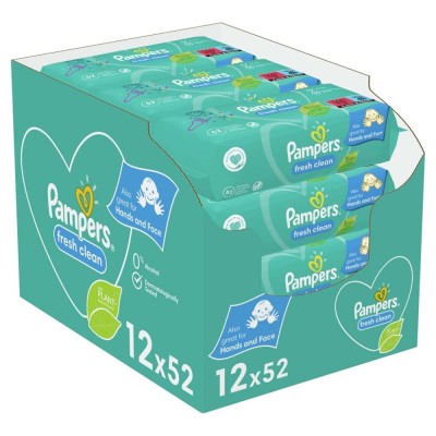 Prima Pampers Baby Yenidoğan Fresh Clean Islak Havlu 52x12 Adet (624 Yaprak)-Prima