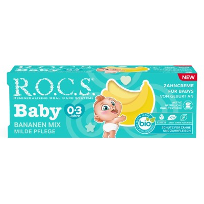 Rocs Baby Süt Dişler için Muz Püresi 0-3 Yaş Diş Macunu 45 ml-ROCS