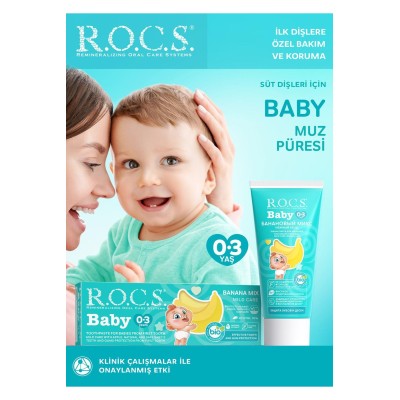 Rocs Baby Süt Dişler için Muz Püresi 0-3 Yaş Diş Macunu 45 ml-ROCS