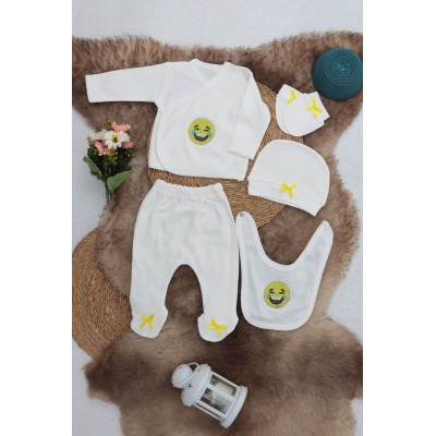 Sema Baby 5 Parça Gülen Surat Hastane Çıkışı Zıbın Seti 0-3 Ay-Sema Baby Sema Baby 5 Parça Gülen Surat Hastane Çıkışı Zıbın Seti 0-3 Ay-Sema Baby