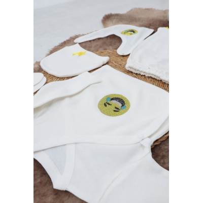 Sema Baby 5 Parça Gülen Surat Hastane Çıkışı Zıbın Seti 0-3 Ay-Sema Baby Sema Baby 5 Parça Gülen Surat Hastane Çıkışı Zıbın Seti 0-3 Ay-Sema Baby